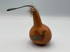 Vintage Wood Pear Ornament Roadrunner Art Marked Moki Holiday