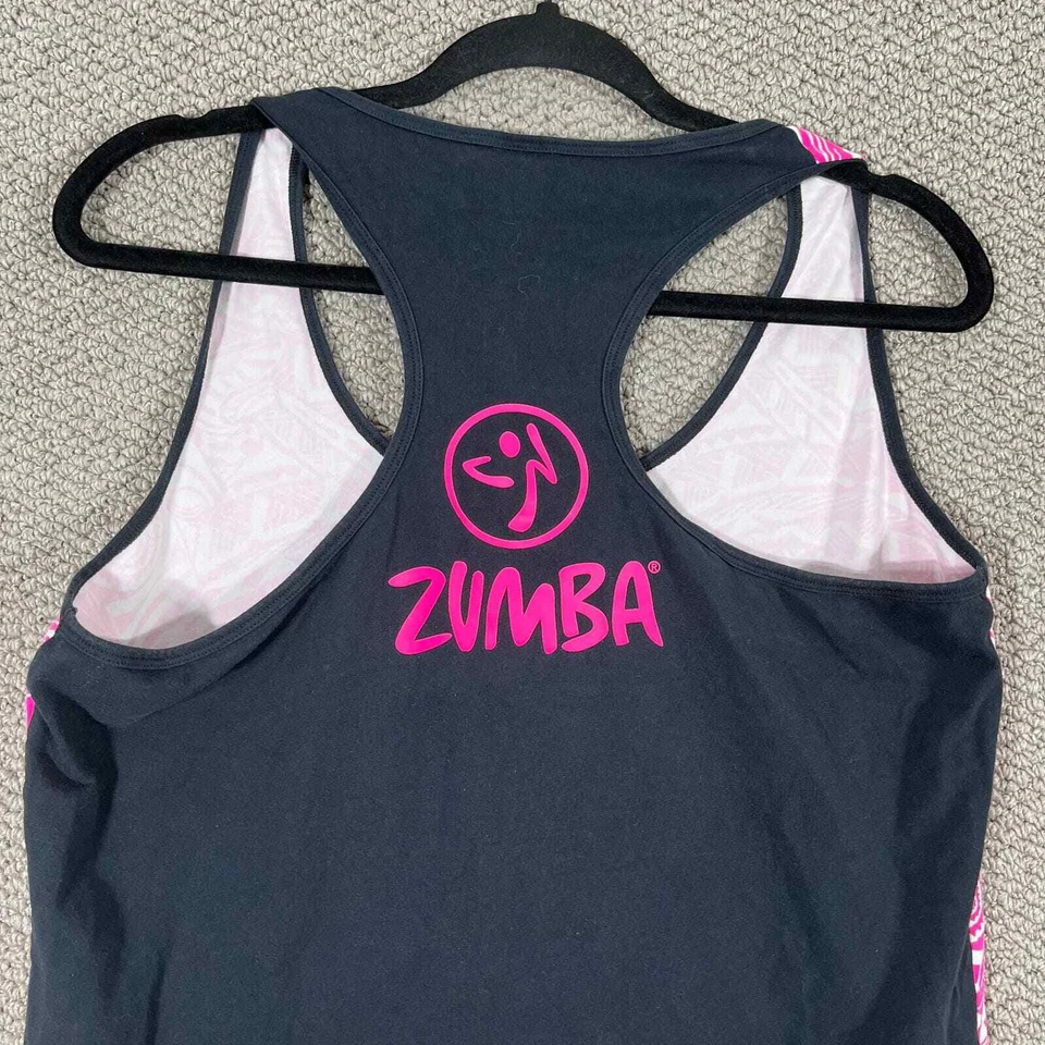 Regata Zumba Feminina XXL Rosa Preta Estampa Gráfica Racerback Dança Athleisure - Imagem 4 de 4