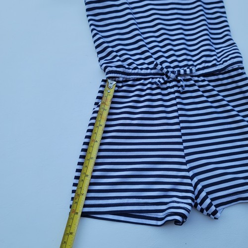 Picapino Girls Stripped Romper Sleeveless Drawstring Waist Navy White sz 4 - Picture 8 of 9