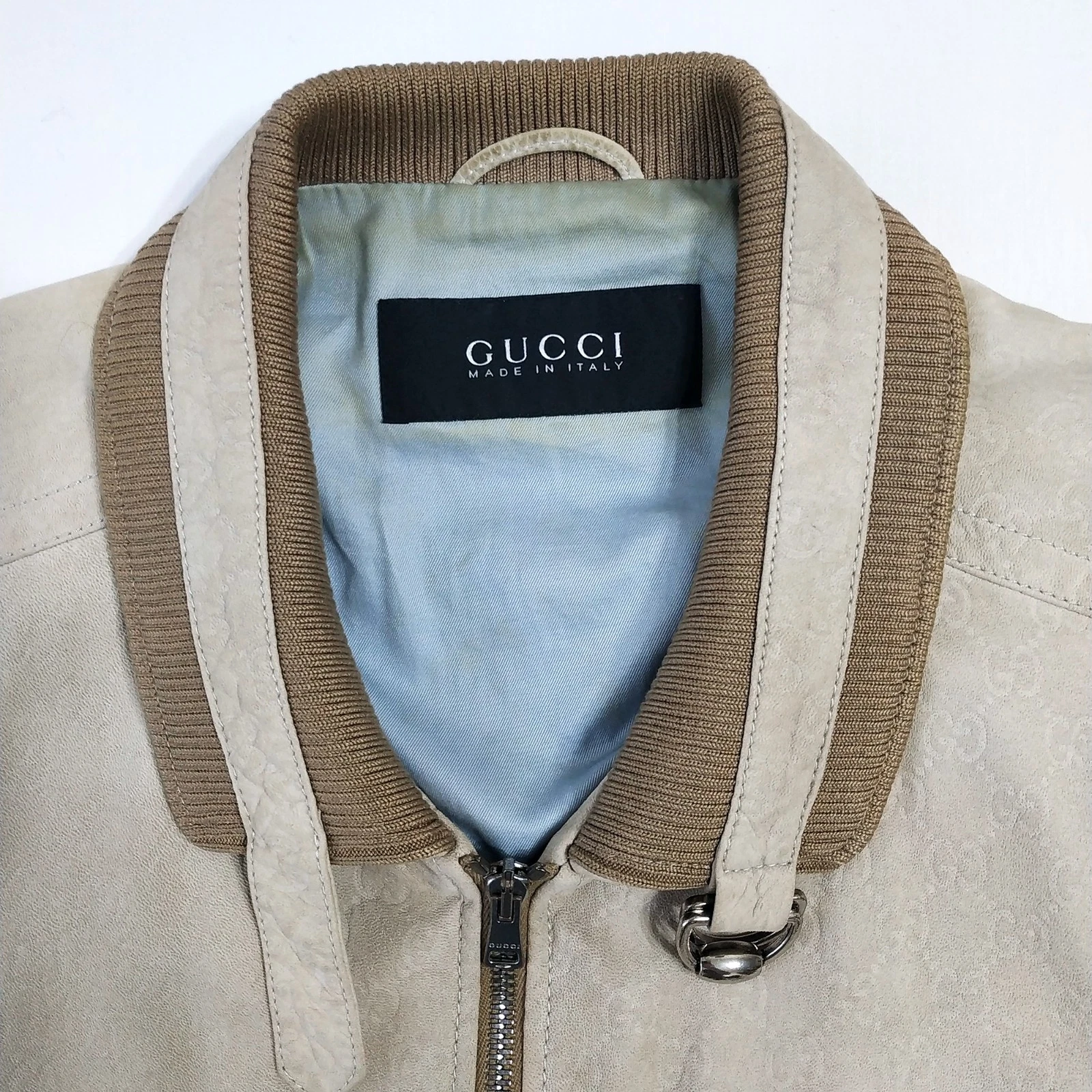 GUCCI © Giacca bomber casual di lusso in pelle. Made in Italy