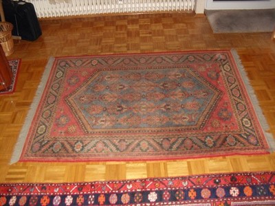 Teppich Orient 200 x 135 cm Jamila Tapis Schurwolle geknüpft rot blau