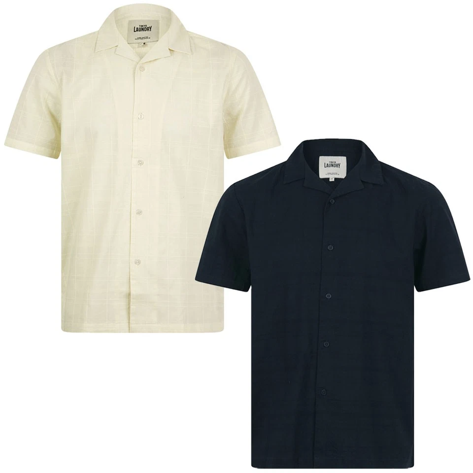 Tokyo Laundry Men's Shirt Cotton Short Sleeve Open Cuban Collar Summer Guayabera - Image 1 of 1