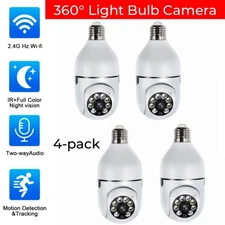 4-pack 360° Light Bulb Camera 1080P IP WiFi IR Night Smart Home Security Camera