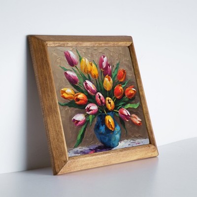 Tulpenstrauß Naturstein Wandbild