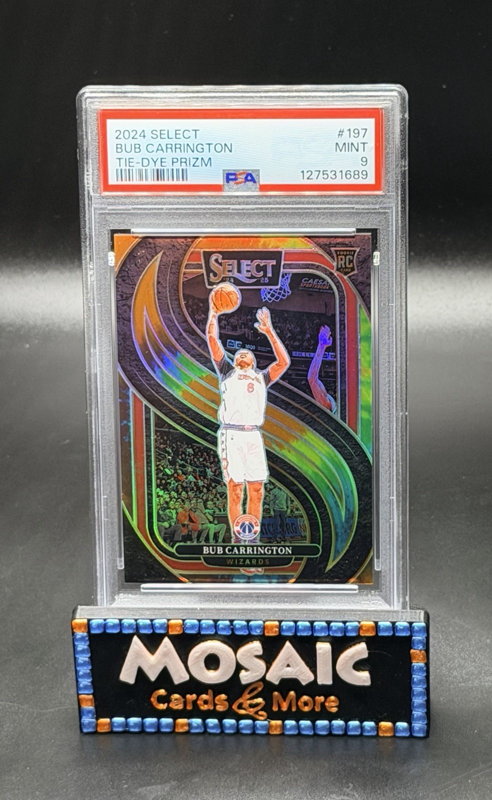 2024 Select Basketball Bub Carrington SP /25 Tie-Dye PSA 9 MINT RC #197 Rookie