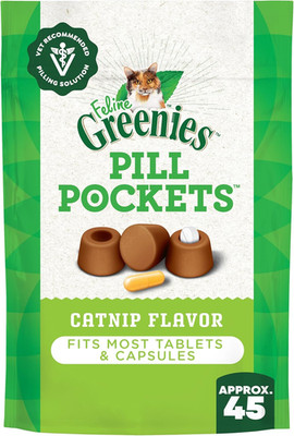 Feline Pill Pockets for Cats Natural Soft Cat Treats, Catnip Flavor, 1.6 Oz. Pou