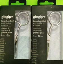 2 TWO GINGHER LARGE HANDLED EMBROIDERY SCISSORS 3.5 IN. BRAND NEW BID 14.99