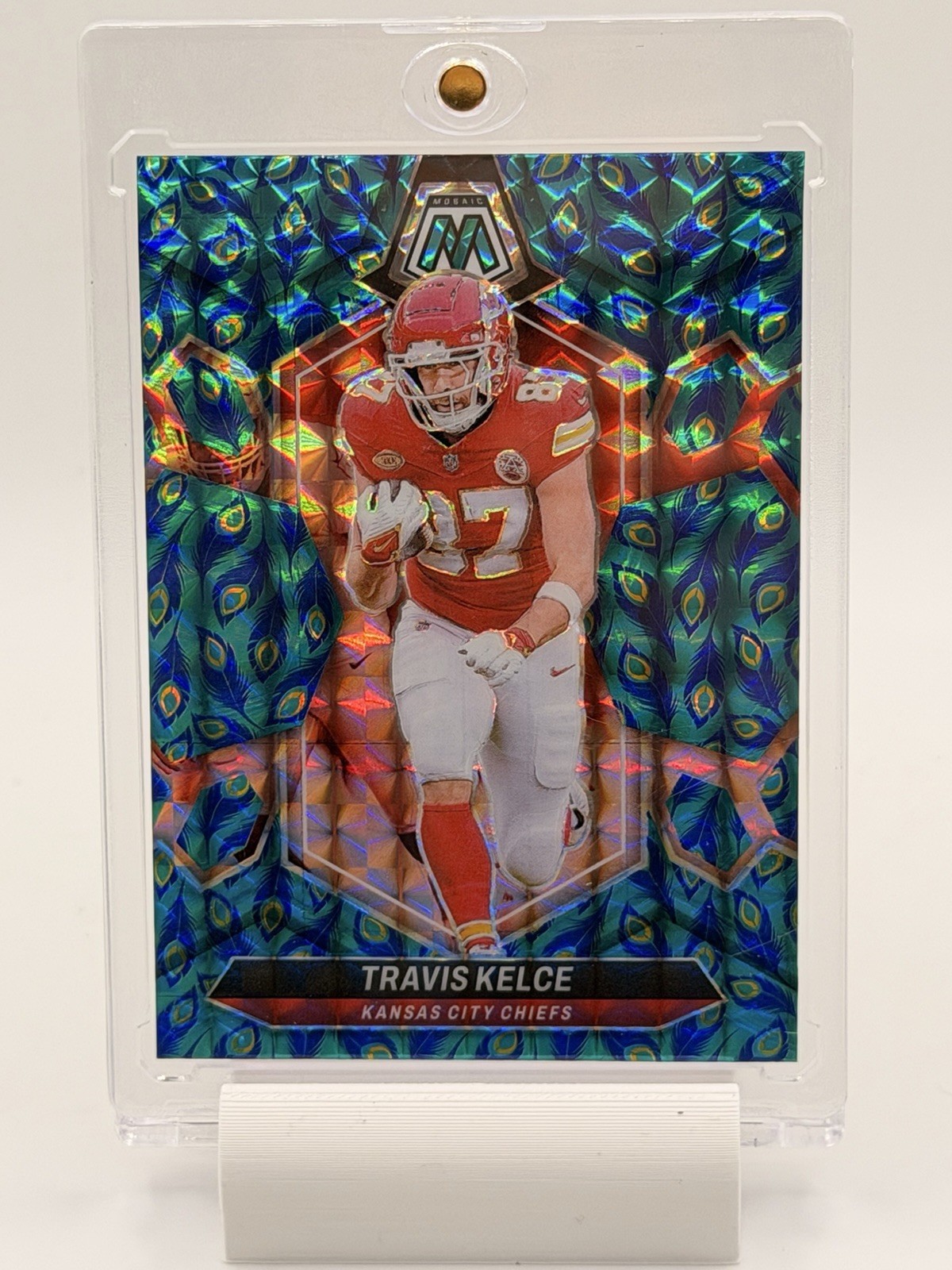 2024 Panini Mosaic Travis Kelce 110 Choice Peacock Prizm SSP Case Hit KC Chiefs