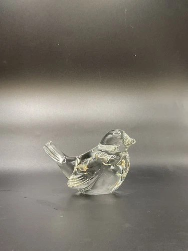 Vintage Fenton Glass Clear Solid Bird Figurine