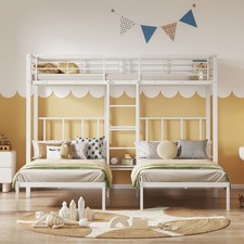 Dreierbett Dreifaches Etagenbett mit Leiter Tisch, Eisenbett 90x200cm *3