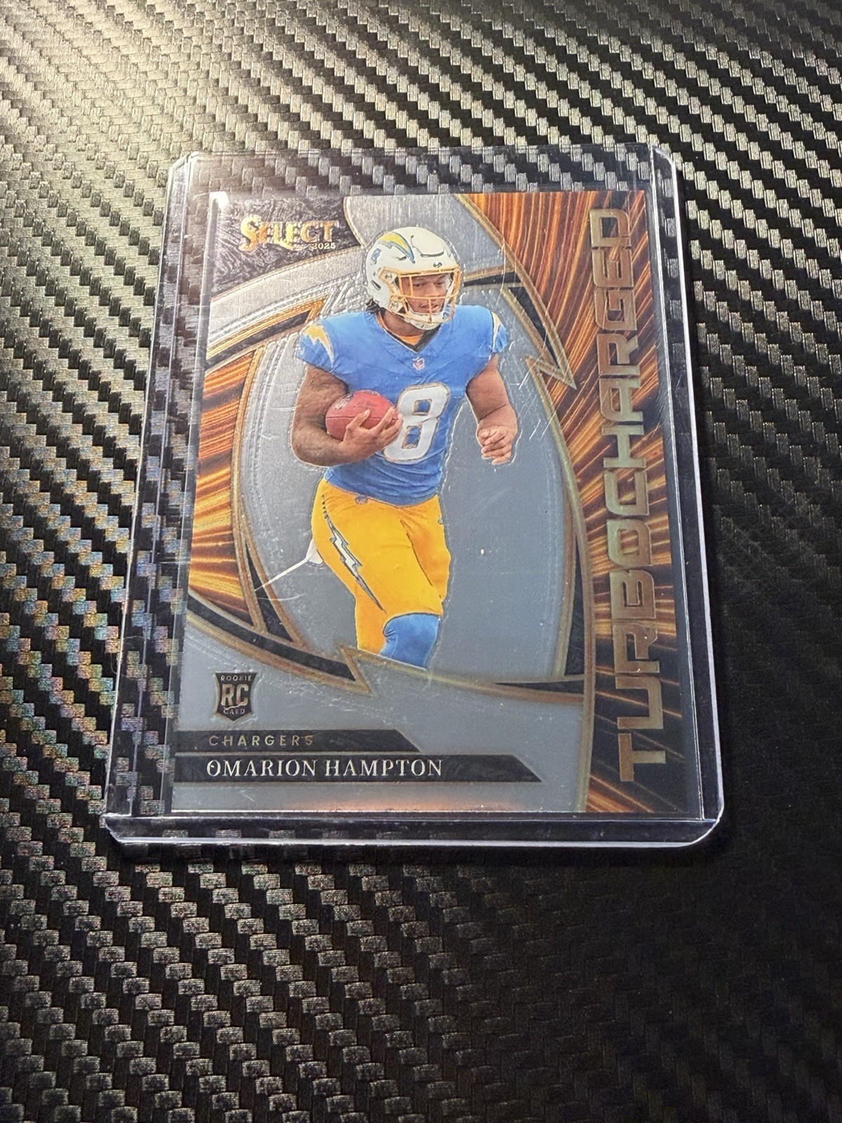 2025 Panini Select Turbocharged Omarion Hampton #25 — Los Angeles Chargers (RC)