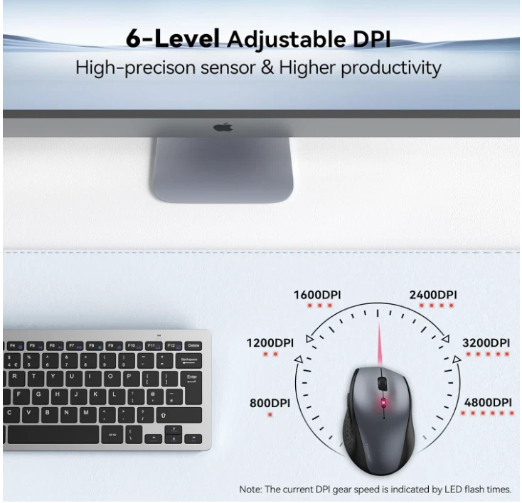 TECKNET 3000DPI Bluetooth Mouse Wireless Cordless Optical Mice For Mac PC Laptop - Image 2 of 4