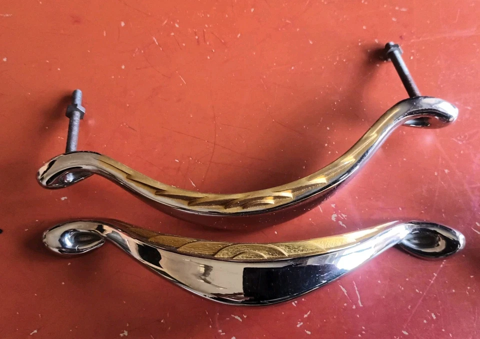 poignée laiton chromé Et Or Art Déco  - Photo 4/4