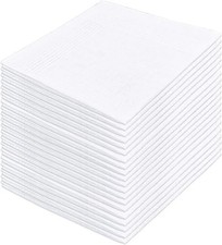 DHOOZ 20PCS White Cotton Handkerchiefs for Men, Pocket Squares, 100 Cotton