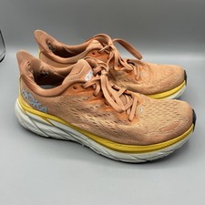 Hoka One One Clifton 8 Shoes Womens 8.5 Orange Running Sneakers Low Tread