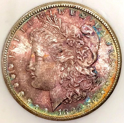 1882 S MORGAN DOLLAR! GEM BU+++! STUNNING TONING! OUTRAGEOUS! UNREAL! NR #S1050