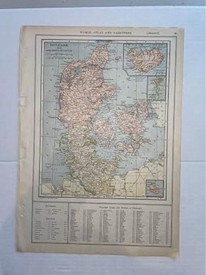 Antique 1918 Color Map of Denmark with Schleswig-Holstein | 28x38 cm, Original 