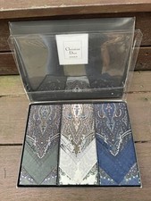Vintage 90s Christian Dior Mens Monsieur Handkerchiefs Set Of 3