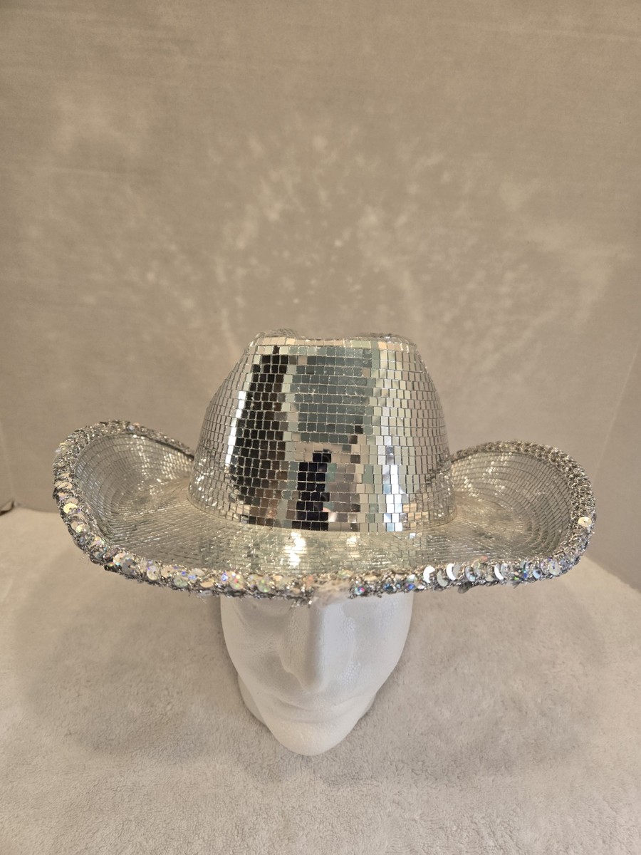 Mirror Cowgirl Hat Shiny Silver Disco Ball Cowboy Western  display picture 3