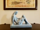 Vintage Royal Haeger Pottery "Mother & Child" Ceramic Statue Powder Blue 1986