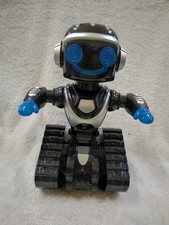 ROBO Black/Blue/Silver Interactive Action Robot Lights Up Tested , Working
