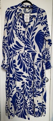H&M Women's Blue Floral Oversize Viscose Maxi Dress Size M