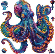 Wooden Puzzles for Adults, Octopus Ocean Jigsaw Puzzle 200 Piece | Cool Wood Puz
