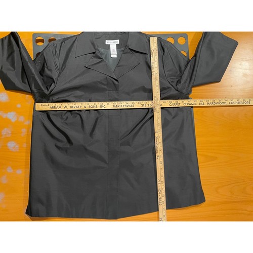 ELiSABETH Womens 16 100% Silk 3/4 Sleeve Button Front Jacket Black Topper Blazer - Picture 5 of 7