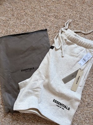 Essentials Fear of God Men's Gray Fleece Sweat Shorts Drawstring Pockets Logo