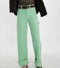 MOTHER SNACKS Smoothie Carpenter Sneak Ankle Wide Leg Jeans Summer Green 28 x 29 — photo 1