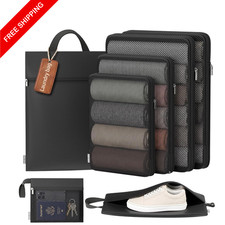 7 Set Compression Packing Cubes for Travel Essentials Luggage, Mesh Collapsible