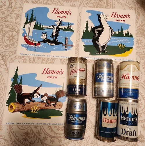 Vintage Iconic HAMM'S Beer Collection Cans, Signs.