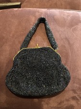 K G Charlet Beaded Evening Bag 1940s Navy , Paris/New York