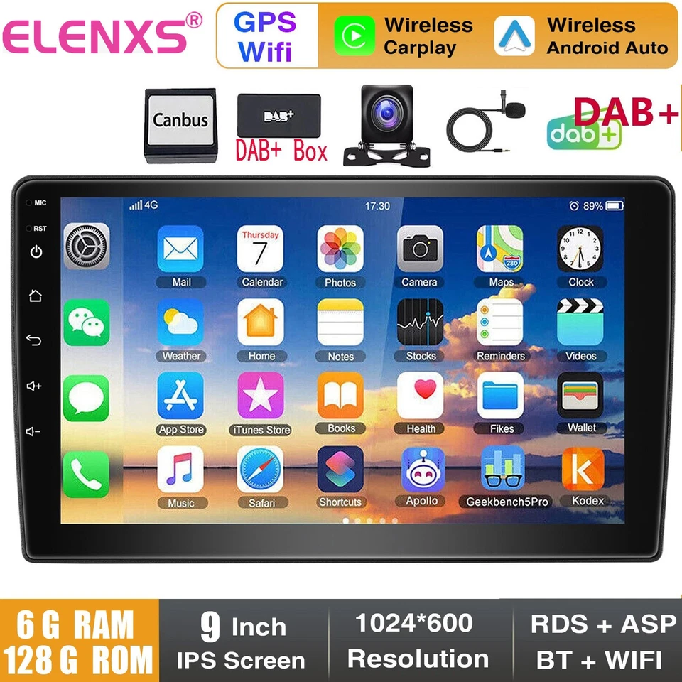 DAB+ Für Fiat Ducato 2006-2023 Android 15 CarPlay Autoradio GPS Navi RDS 6+128GB - Bild 1 von 4