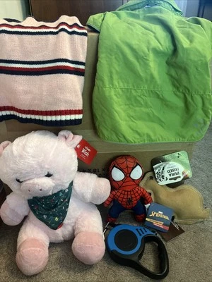 Small Dog Lot Of Toys (NWT), Retractable Leash, Sweater, Raincoat For Small Dog - Image 1 of 4