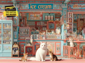 500 Pieces Puzzle for Adults, Puzzles for Adults 500 Pieces, Retro Ice Cream Sho
