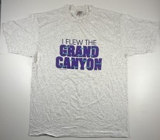 Vintage Oneita I Flew The Grand Canyon T-Shirt XL Made In USA 80s Graphic Purple