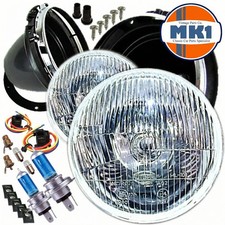 Mini Classic 195996 7" Sealed Beam Halogen Conversion Headlight Kit With Bulbs