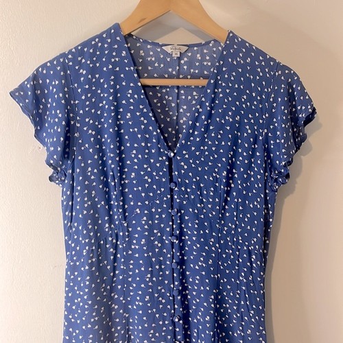 Vestido Rails Helena Azul Glicina Patinador Verano Floral Abotonado Talla XS - Imagen 2 de 11