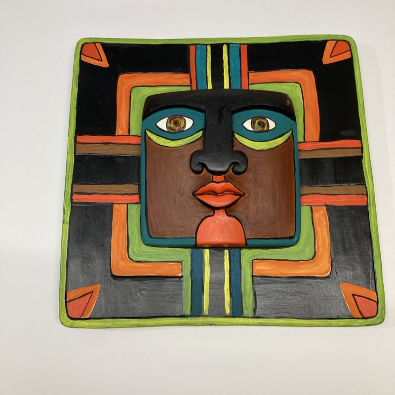 Vintage Laurel Burch?Tribal Aztec/Mayan Wood Wall Hanging Face Mask “Spirit”