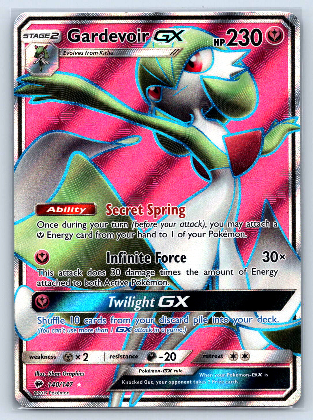 Pokemon TCG Burning Shadows 140/147 Gardevoir GX Full Art NM