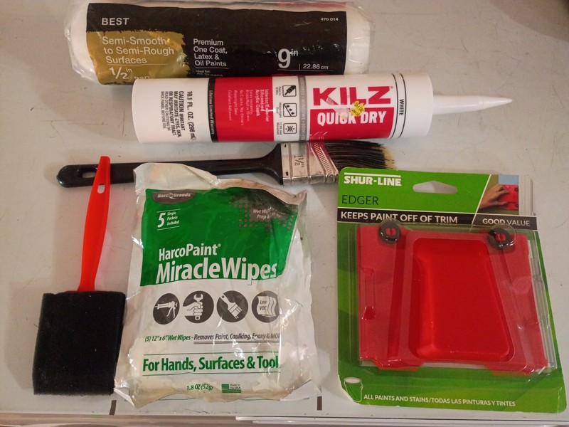  Paint Set Lot! White Caulk,Brushes, Edger Miracle Wipes 