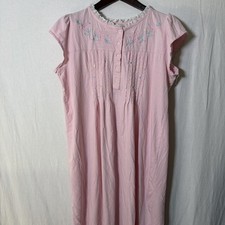 VTG Embroidered Intimate M Pink Cotton Button Front Nightgown Cottage Core