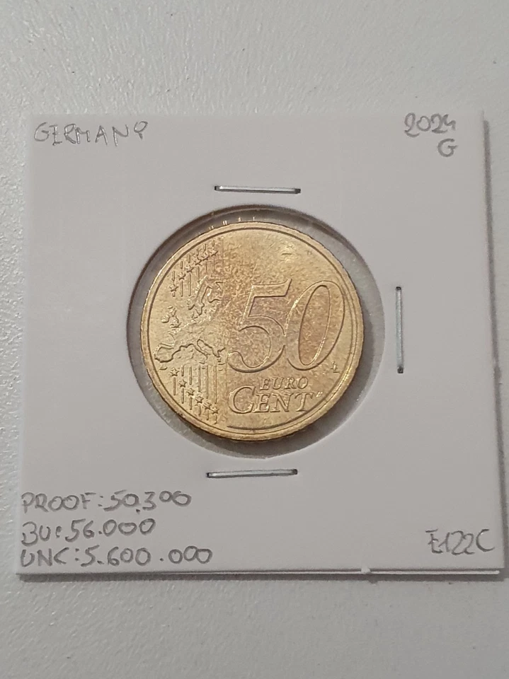Très rare, classification: C! Pièce de 50 cent 2024 G Allemagne. - Photo 4/4