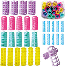 30Pcs Plastic Hair Curlers Snap on Rollers, Self Grip No Heat Curlers Set - Plas