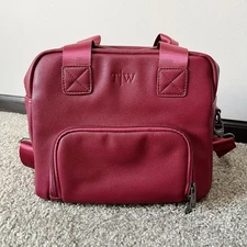 T|W Tote Sorrel Red Lunch Bag w/ Adjustable Strap Full Zip Vegan Leather