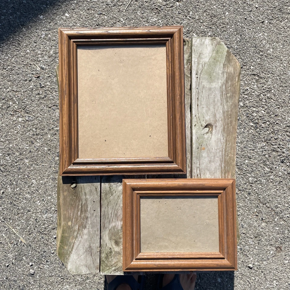 2 QUADROS DE FOTOS vintage de madeira de carvalho 13x9 e 8x6 galeria arte de parede fotos moldura decoração - Imagem 2 de 4