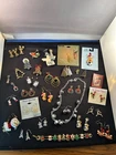 (Lot of  34) Vintage & Now Christmas Costume Jewelry Brooches, Earrings & MORE