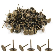 Bivethoi 120 Pcs Brass Upholstery Tacks, 7/16" Dia Antique Metal Thumb Tacks ...