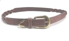 Vintage Western Belt Child 33" Length Cognac Brass Buckle Cow Girls6